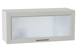 Шкаф верхний горизонтальный остекленный Сканди Cappuccino Softwood / Белый 80 х 32 х 35,8 см