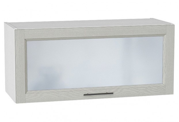 Шкаф верхний горизонтальный остекленный Сканди Cappuccino Softwood / Белый 80 х 32 х 35,8 см