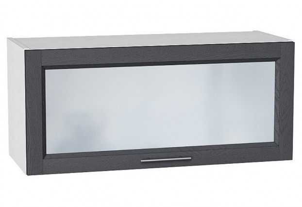 Шкаф верхний горизонтальный остекленный Сканди Graphite Softwood / Белый 80 х 32 х 35,8 см