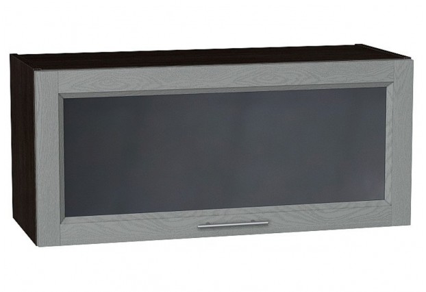 Шкаф верхний горизонтальный остекленный Сканди Grey Softwood / Graphite 80 х 32 х 35,8 см
