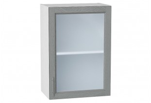 Шкаф верхний с 1-ой остекленной дверцей Сканди Grey Softwood / Белый 50 х 32 х 71,6 см