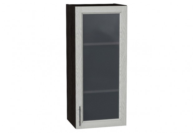 Шкаф верхний с 1-ой остекленной дверцей Сканди Cappuccino Softwood / Graphite 40 х 32 х 92 см