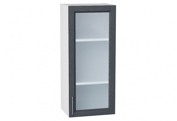Шкаф верхний с 1-ой остекленной дверцей Сканди Graphite Softwood / Белый 40 х 32 х 92 см