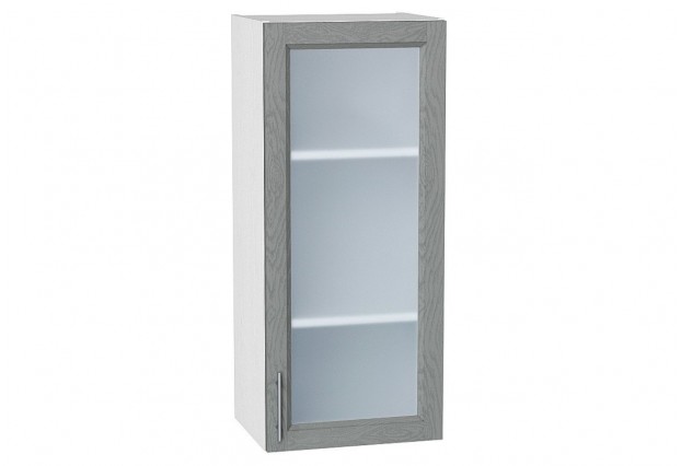 Шкаф верхний с 1-ой остекленной дверцей Сканди Grey Softwood / Белый 40 х 32 х 92 см
