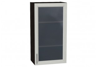 Шкаф верхний с 1-ой остекленной дверцей Сканди Cappuccino Softwood / Graphite 50 х 32 х 92 см