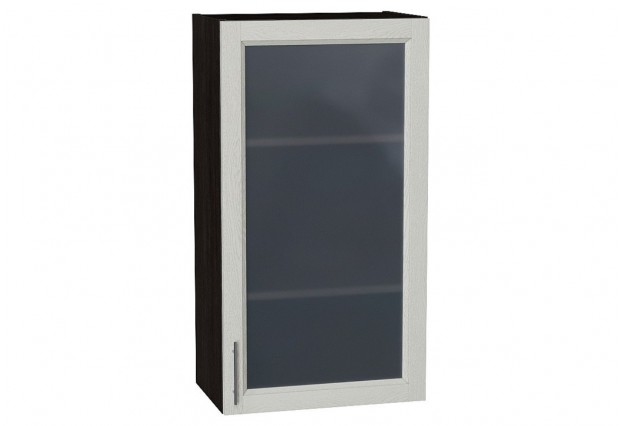 Шкаф верхний с 1-ой остекленной дверцей Сканди Cappuccino Softwood / Graphite 50 х 32 х 92 см