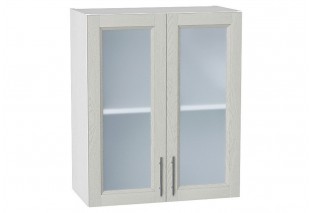 Шкаф верхний с 2-мя остекленными дверцами Сканди Cappuccino Softwood / Белый 60 х 32 х 71,6 см