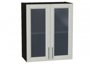 Шкаф верхний с 2-мя остекленными дверцами Сканди Cappuccino Softwood / Graphite 60 х 32 х 71,6 см