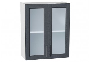Шкаф верхний с 2-мя остекленными дверцами Сканди Graphite Softwood / Белый 60 х 32 х 71,6 см