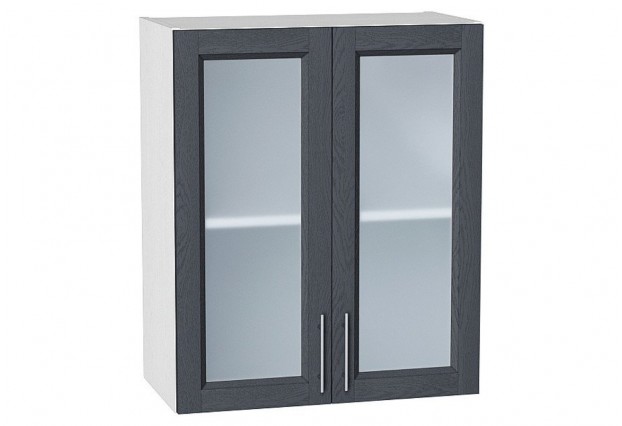 Шкаф верхний с 2-мя остекленными дверцами Сканди Graphite Softwood / Белый 60 х 32 х 71,6 см