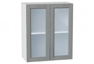 Шкаф верхний с 2-мя остекленными дверцами Сканди Grey Softwood / Белый 60 х 32 х 71,6 см