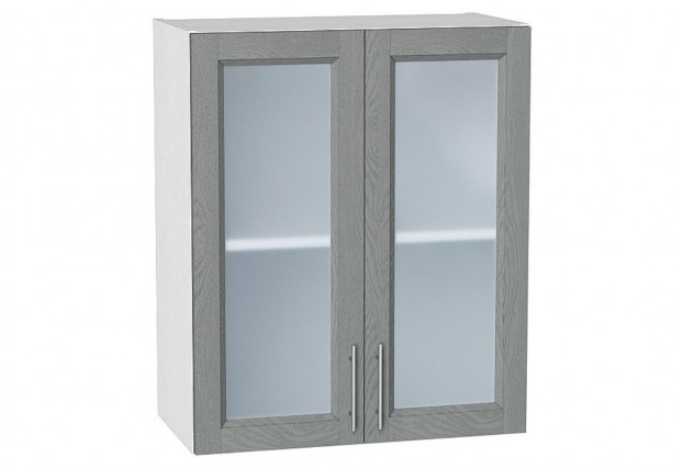 Шкаф верхний с 2-мя остекленными дверцами Сканди Grey Softwood / Белый 60 х 32 х 71,6 см