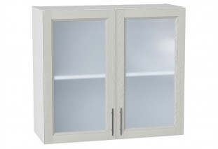 Шкаф верхний с 2-мя остекленными дверцами Сканди Cappuccino Softwood / Белый 80 х 32 х 71,6 см