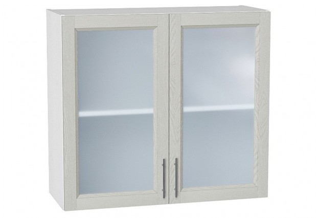 Шкаф верхний с 2-мя остекленными дверцами Сканди Cappuccino Softwood / Белый 80 х 32 х 71,6 см