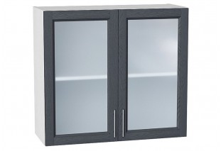Шкаф верхний с 2-мя остекленными дверцами Сканди Graphite Softwood / Белый 80 х 32 х 71,6 см