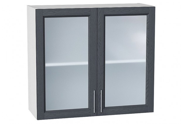 Шкаф верхний с 2-мя остекленными дверцами Сканди Graphite Softwood / Белый 80 х 32 х 71,6 см