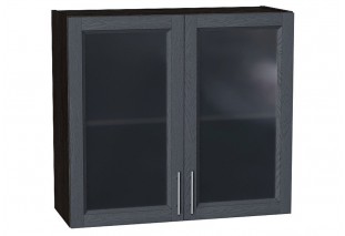 Шкаф верхний с 2-мя остекленными дверцами Сканди Graphite Softwood / Graphite 80 х 32 х 71,6 см