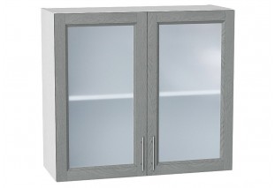Шкаф верхний с 2-мя остекленными дверцами Сканди Grey Softwood / Белый 80 х 32 х 71,6 см