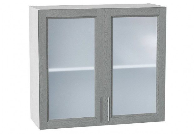 Шкаф верхний с 2-мя остекленными дверцами Сканди Grey Softwood / Белый 80 х 32 х 71,6 см