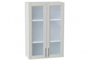 Шкаф верхний с 2-мя остекленными дверцами Сканди Cappuccino Softwood / Белый 60 х 32 х 92 см