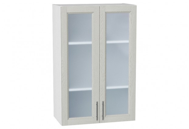 Шкаф верхний с 2-мя остекленными дверцами Сканди Cappuccino Softwood / Белый 60 х 32 х 92 см
