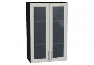 Шкаф верхний с 2-мя остекленными дверцами Сканди Cappuccino Softwood / Graphite 60 х 32 х 92 см