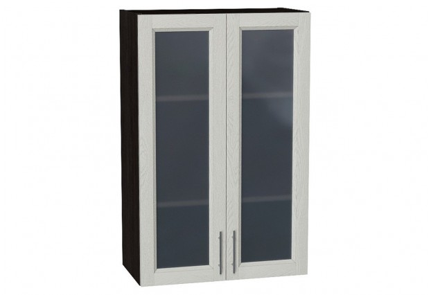 Шкаф верхний с 2-мя остекленными дверцами Сканди Cappuccino Softwood / Graphite 60 х 32 х 92 см