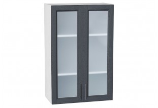 Шкаф верхний с 2-мя остекленными дверцами Сканди Graphite Softwood / Белый 60 х 32 х 92 см