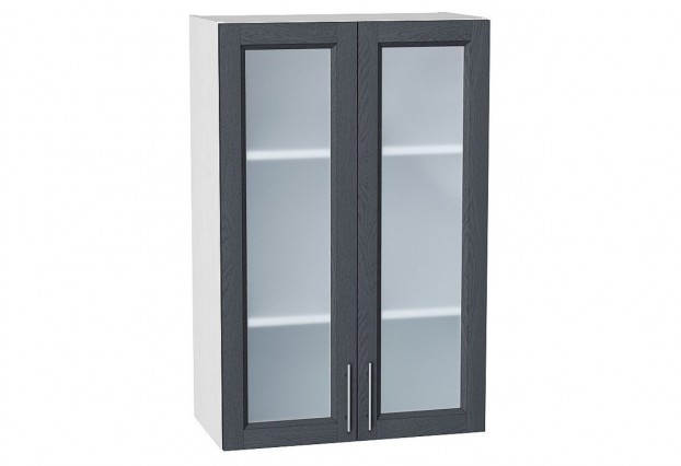 Шкаф верхний с 2-мя остекленными дверцами Сканди Graphite Softwood / Белый 60 х 32 х 92 см