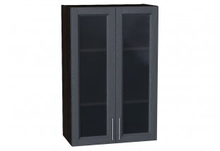 Шкаф верхний с 2-мя остекленными дверцами Сканди Graphite Softwood / Graphite 60 х 32 х 92 см