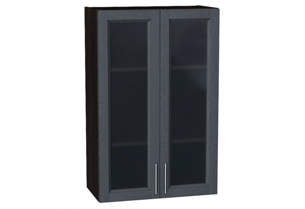 Шкаф верхний с 2-мя остекленными дверцами Сканди Graphite Softwood / Graphite 60 х 32 х 92 см