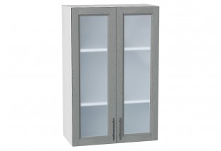 Шкаф верхний с 2-мя остекленными дверцами Сканди Grey Softwood / Белый 60 х 32 х 92 см