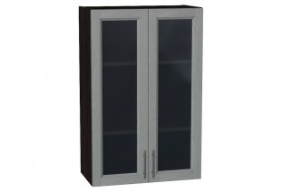 Шкаф верхний с 2-мя остекленными дверцами Сканди Grey Softwood / Graphite 60 х 32 х 92 см