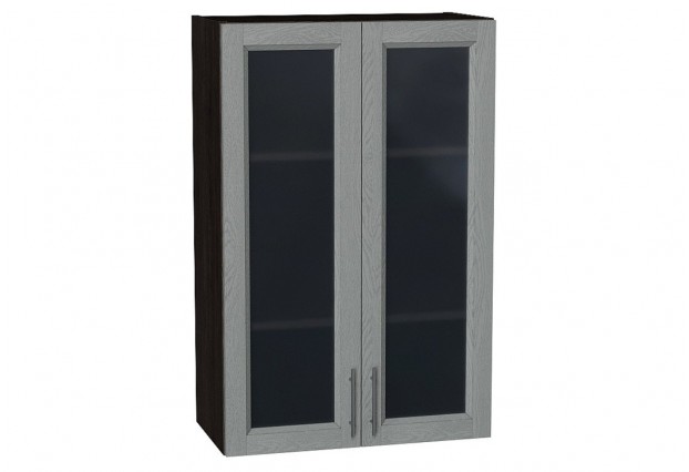 Шкаф верхний с 2-мя остекленными дверцами Сканди Grey Softwood / Graphite 60 х 32 х 92 см