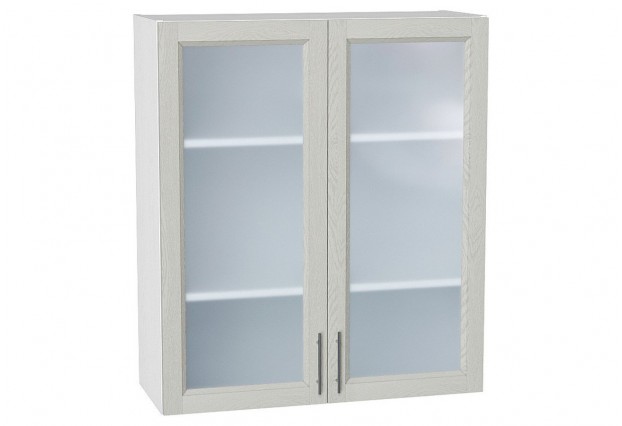 Шкаф верхний с 2-мя остекленными дверцами Сканди Cappuccino Softwood / Белый 80 х 32 х 92 см