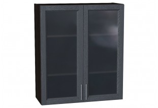 Шкаф верхний с 2-мя остекленными дверцами Сканди Graphite Softwood / Graphite 80 х 32 х 92 см