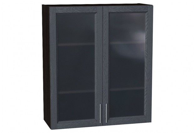 Шкаф верхний с 2-мя остекленными дверцами Сканди Graphite Softwood / Graphite 80 х 32 х 92 см