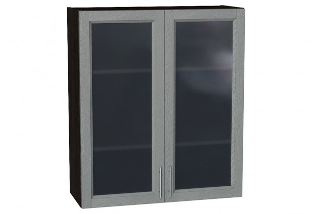 Шкаф верхний с 2-мя остекленными дверцами Сканди Grey Softwood / Graphite 80 х 32 х 92 см