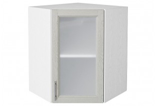 Шкаф верхний угловой остекленный Сканди Cappuccino Softwood / Белый 60 х 60 х 71,6 см