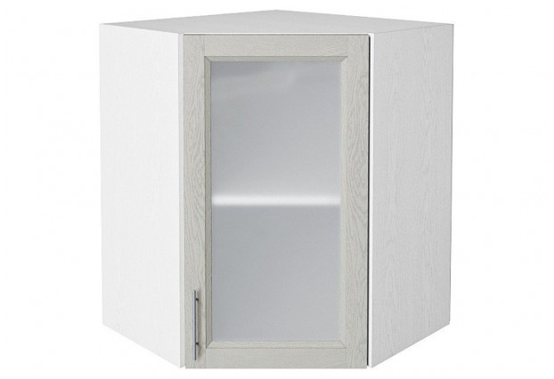 Шкаф верхний угловой остекленный Сканди Cappuccino Softwood / Белый 60 х 60 х 71,6 см