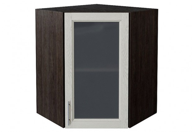 Шкаф верхний угловой остекленный Сканди Cappuccino Softwood / Graphite 60 х 60 х 71,6 см