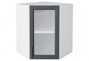 Шкаф верхний угловой остекленный Сканди Graphite Softwood / Белый 60 х 60 х 71,6 см