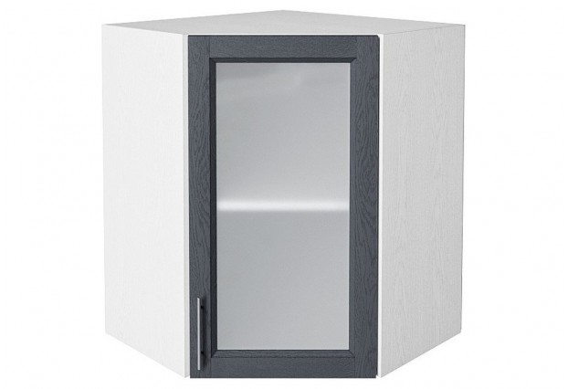 Шкаф верхний угловой остекленный Сканди Graphite Softwood / Белый 60 х 60 х 71,6 см