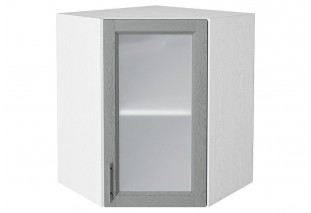 Шкаф верхний угловой остекленный Сканди Grey Softwood / Белый 60 х 60 х 71,6 см