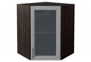 Шкаф верхний угловой остекленный Сканди Grey Softwood / Graphite 60 х 60 х 71,6 см