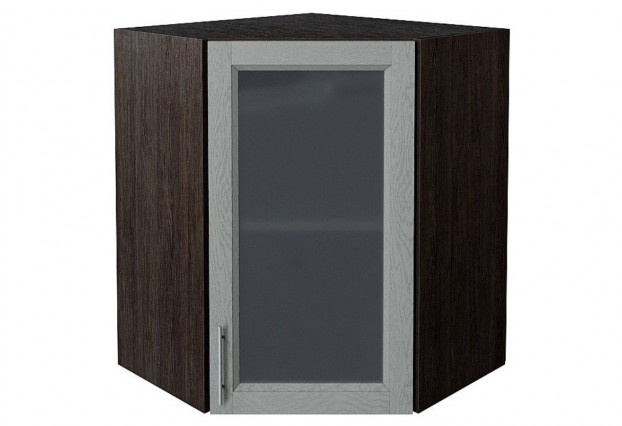 Шкаф верхний угловой остекленный Сканди Grey Softwood / Graphite 60 х 60 х 71,6 см