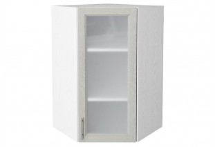 Шкаф верхний угловой остекленный Сканди Cappuccino Softwood / Белый 60 х 60 х 92 см