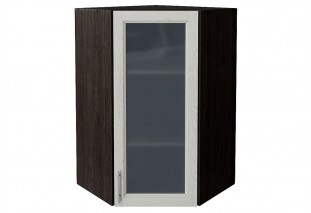 Шкаф верхний угловой остекленный Сканди Cappuccino Softwood / Graphite 60 х 60 х 92 см