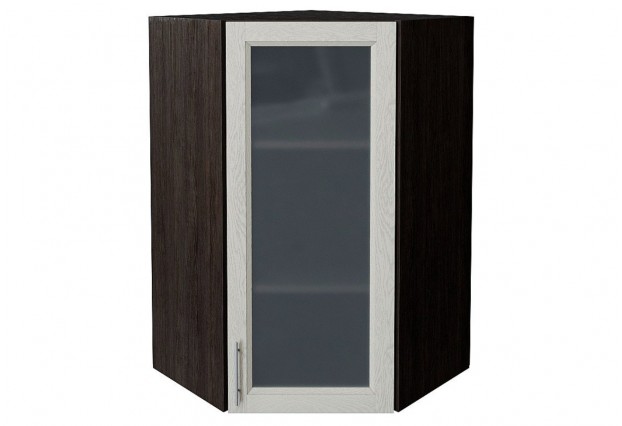 Шкаф верхний угловой остекленный Сканди Cappuccino Softwood / Graphite 60 х 60 х 92 см