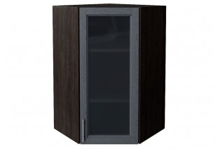 Шкаф верхний угловой остекленный Сканди Graphite Softwood / Graphite 60 х 60 х 92 см